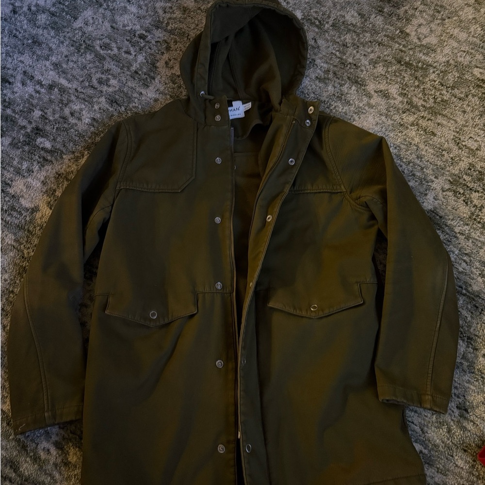 Topman Olive Green Hooded Jacket